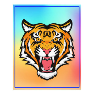 Roaring Tiger Head-25818 Reiseumarmung Fotodruck