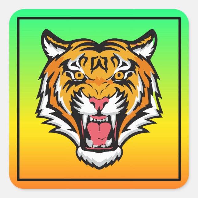 Roaring Tiger Head-25818 Reiseumarmung Quadratischer Aufkleber (Vorderseite)