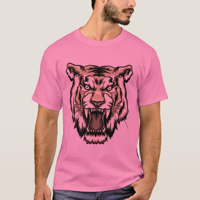 Roaring Tiger Head T Shirt Tattoo Muster (Vorderseite)