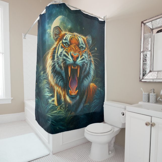 Roaring Tiger Moonlit Dschungel Duschvorhang (Beispiel)