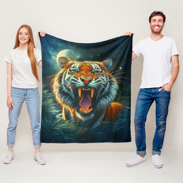Roaring Tiger Moonlit Dschungel Fleecedecke (Beispiel)