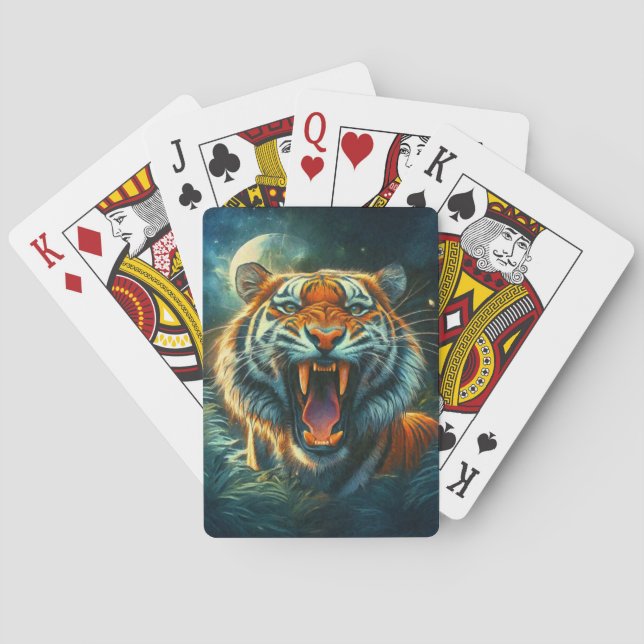Roaring Tiger Moonlit Dschungel Spielkarten (Rückseite)