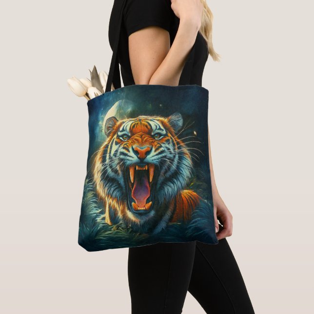 Roaring Tiger Moonlit Dschungel Tasche (Von Nahem)