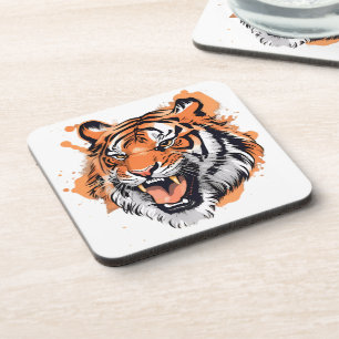 "Roaring Tiger Portrait." Getränkeuntersetzer