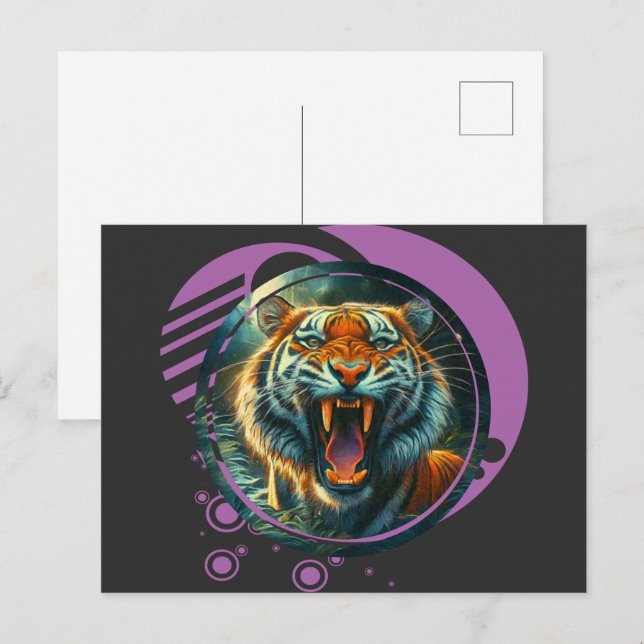 Roaring Tiger Postkarte (Vorne/Hinten)