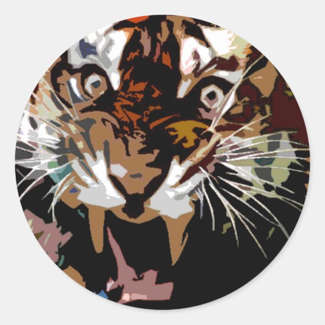 Roaring Tiger Runder Aufkleber (Vorderseite)
