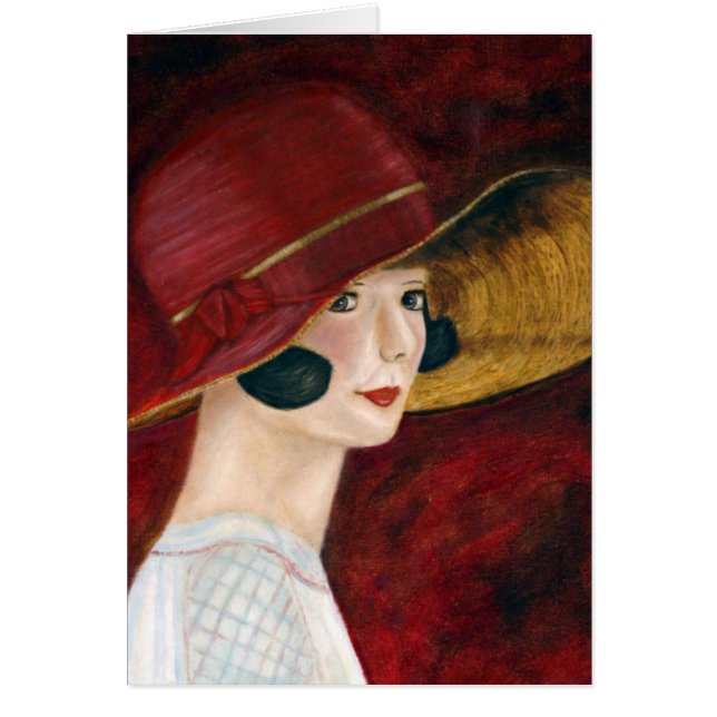 Roaring Twenties 1920er Flapper Girl in Red Hat (Vorne)