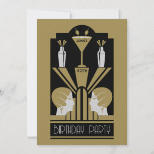 Roaring Twenties Art Deco Geburtstag Einladung