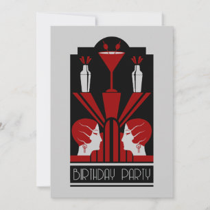 Roaring Twenties Art Deco Geburtstag Einladung