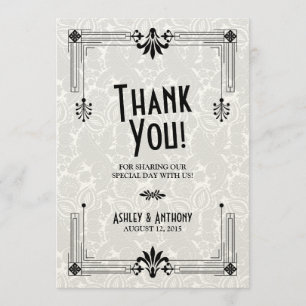 Roaring Twenties Art Deco Wedding Dankeschön Card Dankeskarte