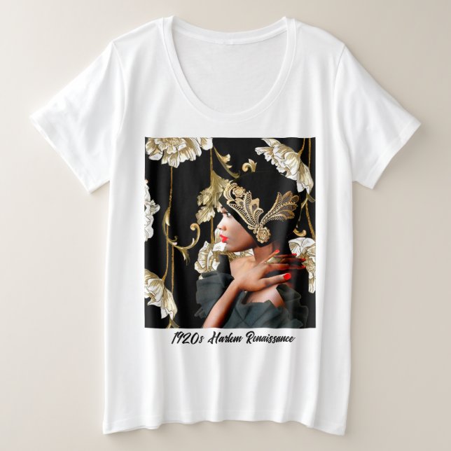 "Roaring Twenties Flapper Girl" Große Größe T-Shirt (Design vorne)