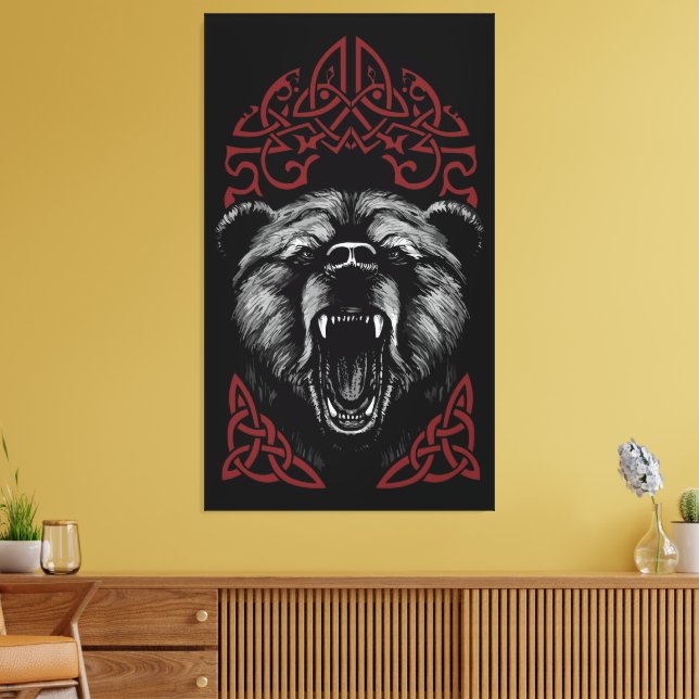 Roaring Viking Bear Leinwanddruck (Insitu (Wohnzimmer))