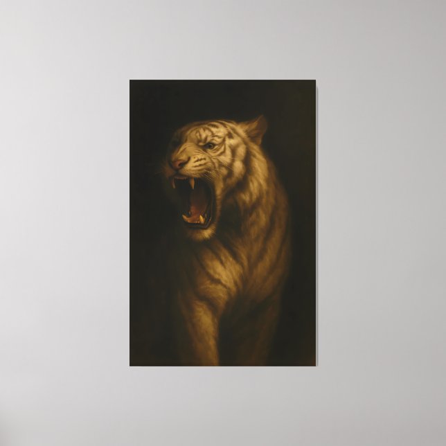 Roaring White Tiger – Fine Art Premium Canvas Prin Leinwanddruck (Vorderseite)