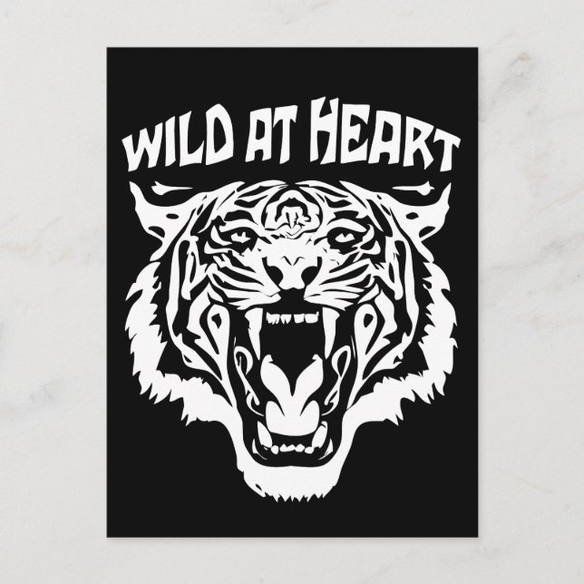Roaring White Tiger | Wild im Herzen Postkarte (Vorderseite)