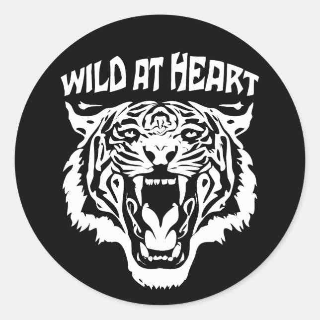 Roaring White Tiger | Wild im Herzen Runder Aufkleber (Vorderseite)