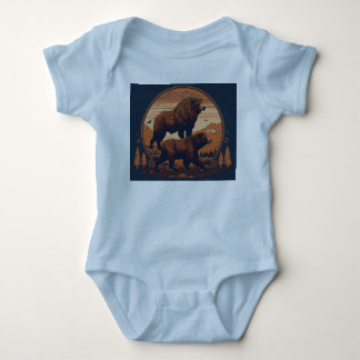 "Roaring with Cuddles: Bear and Lion Baby T-Shirt" Strampler