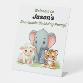 Roaring Zoo Birthday Pedestal Sign Sockelschild