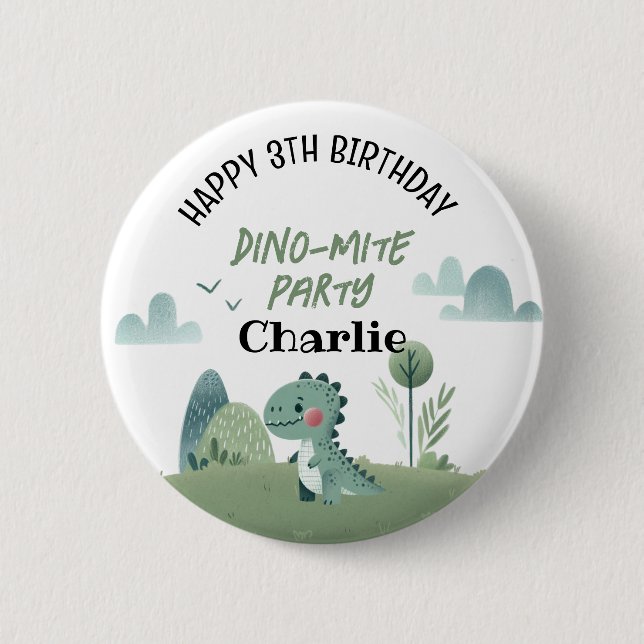 Roarsome Dino Birthday  Button (Vorderseite)
