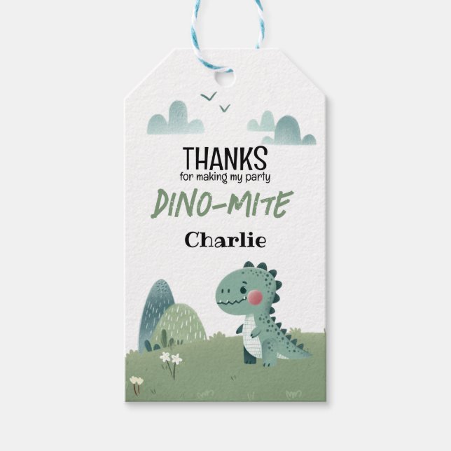 Roarsome Dino Birthday –  Geschenkanhänger (Vorderseite)