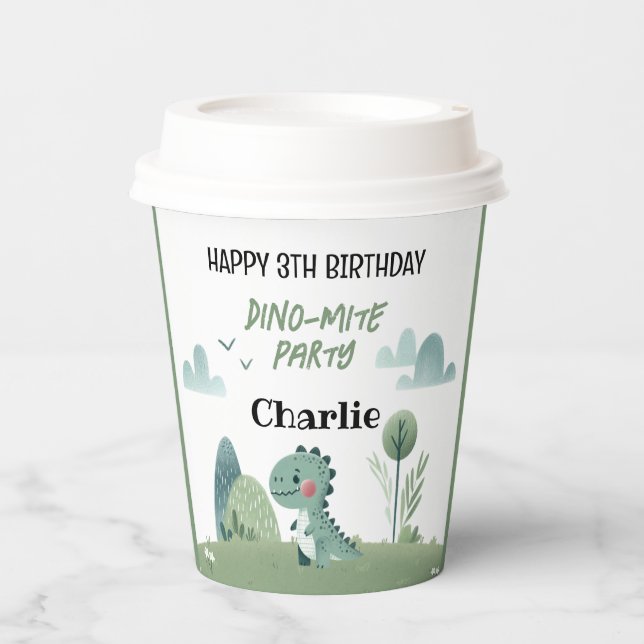 Roarsome Dino Birthday  Pappbecher (Vorderseite)