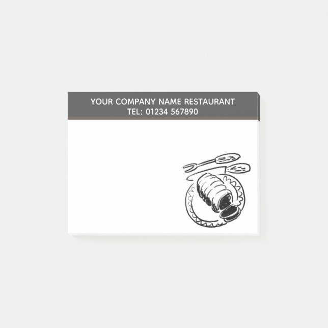 Roast Beef Restaurant Illustration Thema Post-it Klebezettel (Vorderseite)