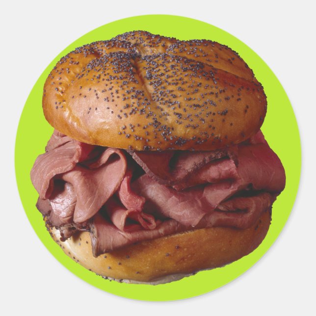 Roast Beef Sandwich Runder Aufkleber (Vorderseite)