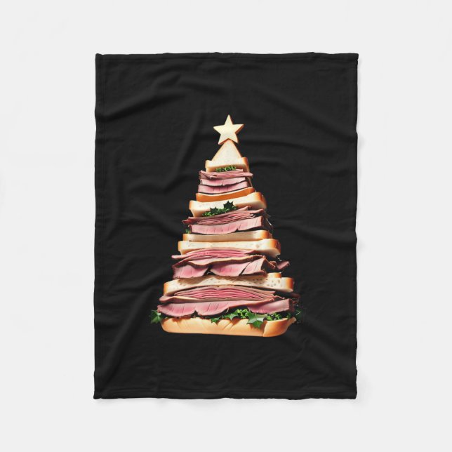 Roast Beef Sandwich Weihnachtsbaum Fleecedecke (Vorderseite)