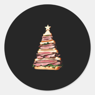 Roast Beef Sandwich Weihnachtsbaum Runder Aufkleber