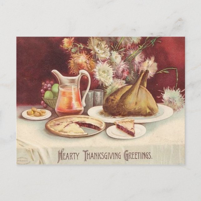 Roast Turkey Fest Vintager Erntedank 1907 Postkarte (Vorderseite)
