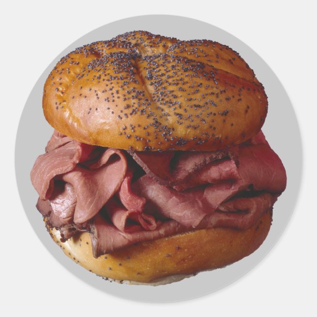 Roastbeef-Sandwich Runder Aufkleber (Vorderseite)
