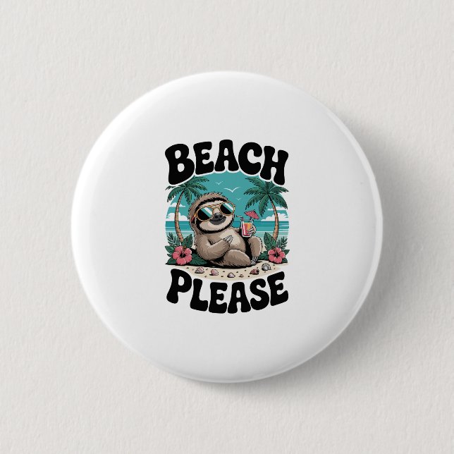 Roatan Honduras Sloth Summer Button (Vorderseite)