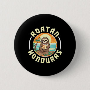 Roatan Honduras Urlaub Faultier Strand Sommer Männ Button