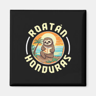 Roatan Honduras Urlaub Faultier Strand Sommer Männ Magnet