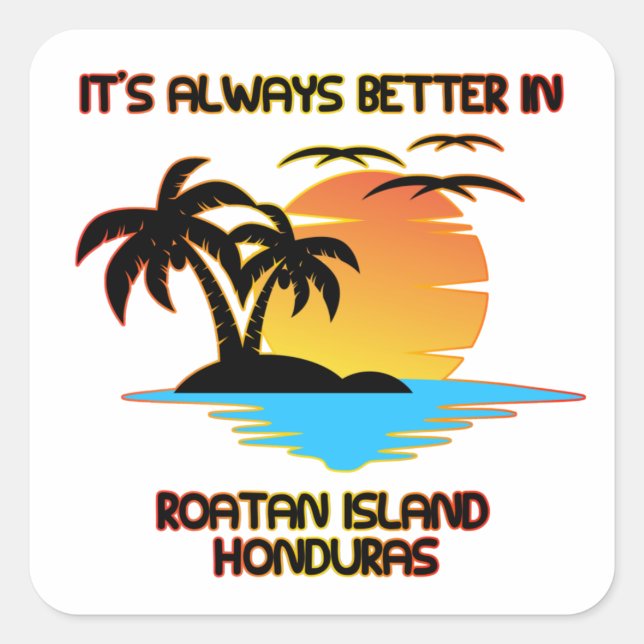 Roatan Island Caribbean Tropical Beach Honduras Quadratischer Aufkleber (Vorderseite)