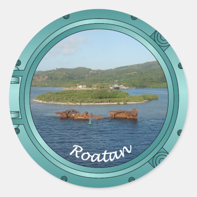 Roatan Porthole Runder Aufkleber (Vorderseite)