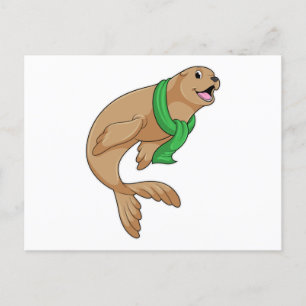 Robbe mit Schal Postkarte