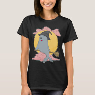 Robben Halloween Hexenbesen T-Shirt