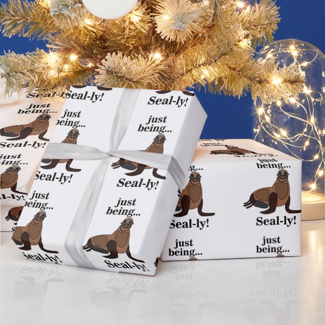 Robben Seehund Lustig Geschenkpapier (Feiertage)