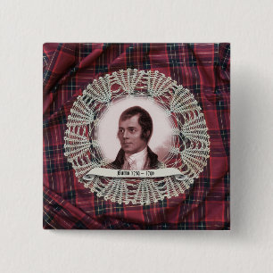 Robbie brennt Hochlandquadrat-Button Button