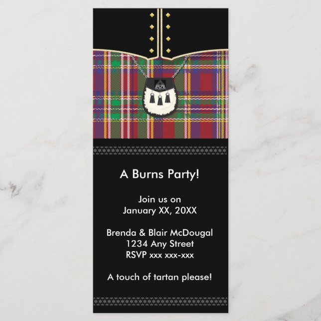 Robbie Burns Party lädt zur Gegenwart ein (Vorderseite)
