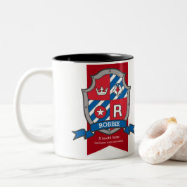 Robbie Name bedeutet Buchstabe R Vogelblau Zweifarbige Tasse