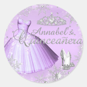 Robe à paillettes violette et diadème Autocollant