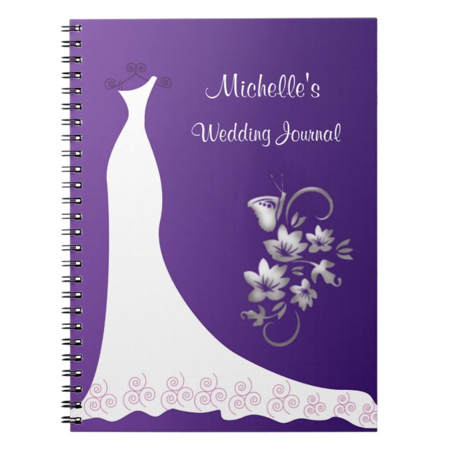 Robe blanche sur le carnet pourpre de wedding (Devant)