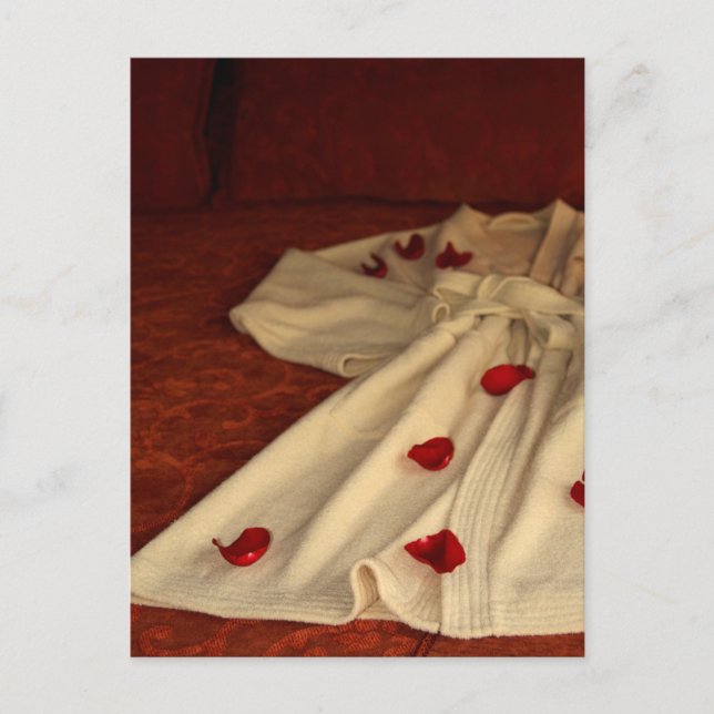 Robe, Blätter und Bett Postkarte (Vorderseite)