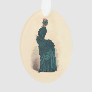 Robe Bleue Victorienne élégante Mode Femme Art