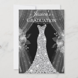 Robe d'argent Invitation de la fête de graduation 