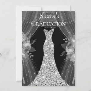 Robe d'argent Invitation de la fête de graduation 
