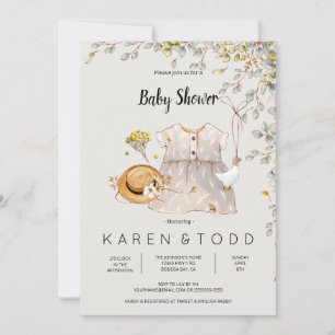 Robe de bébé rustique Pays Baby shower Invitation