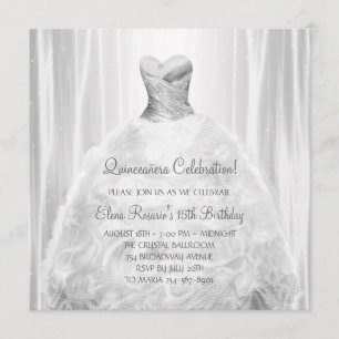 Robe de fête blanc Quinceanera Invitations