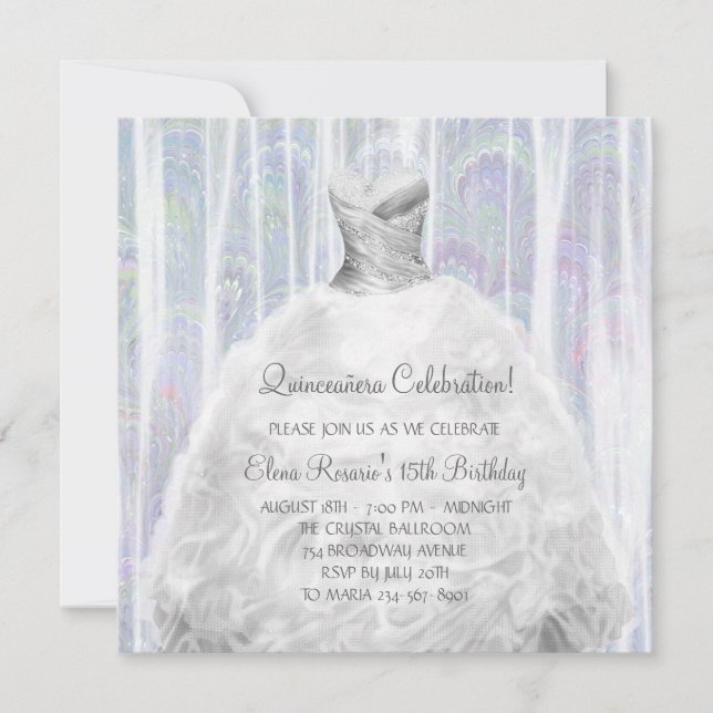 Robe de fête blanc Quinceanera Invitations (Devant)